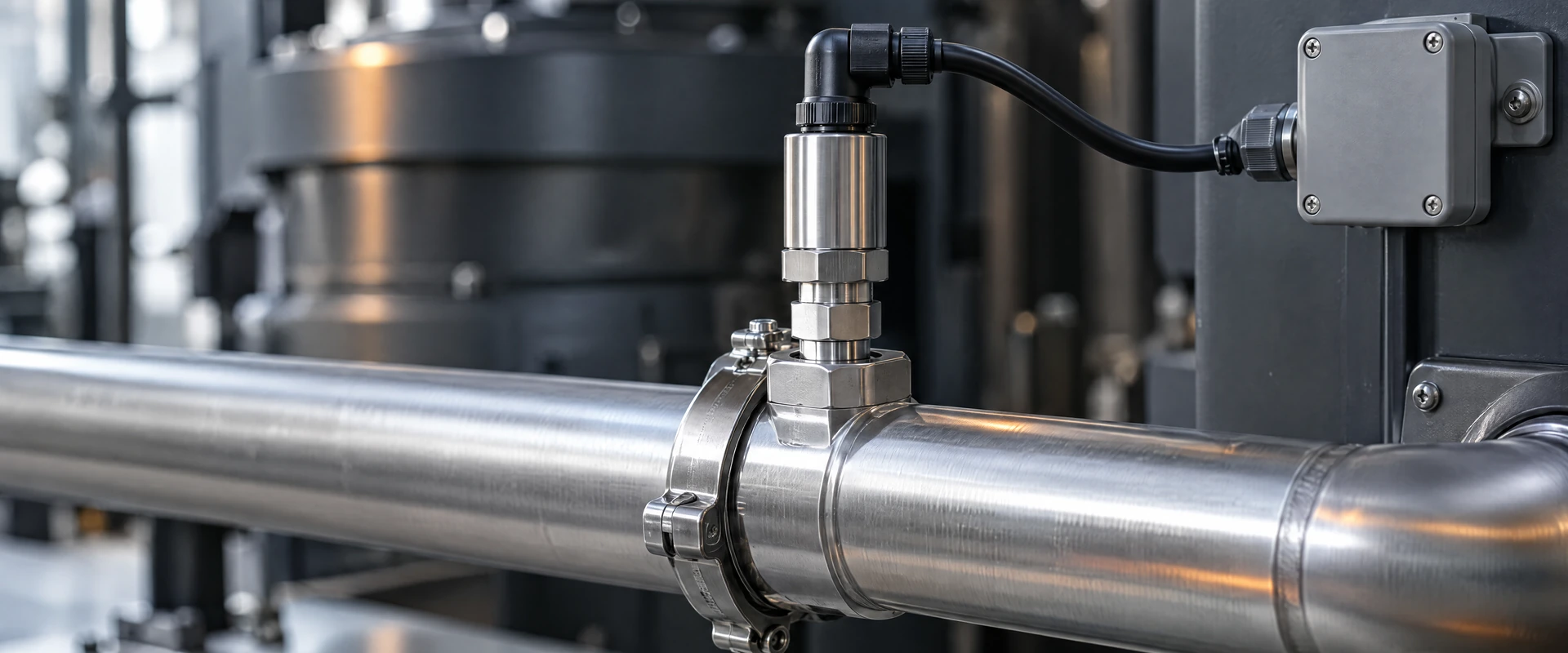 Illustration: Measured operation: a temperature sensor mounted on coolant pipework.