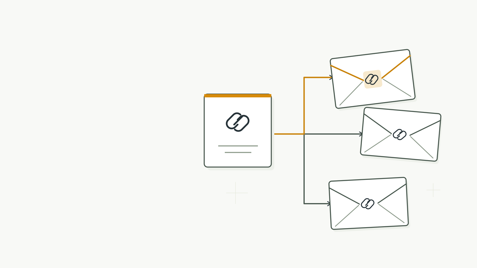 Illustration: One invitation card distributed into distinct invitation cards.