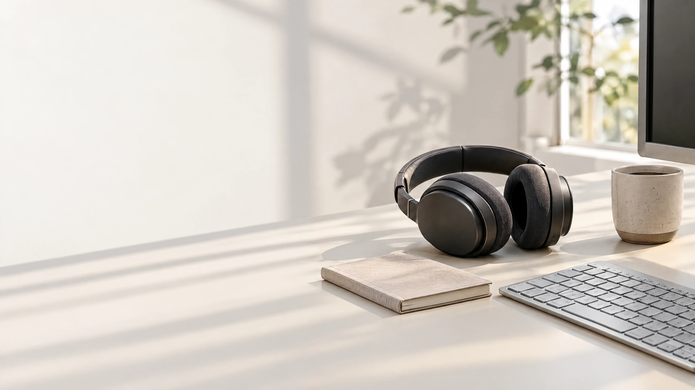 Illustration: A place to talk: a calm support workstation shown through everyday objects.